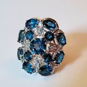 Rarities Carol Brodie London Blue Topaz, white topaz 925ss ring